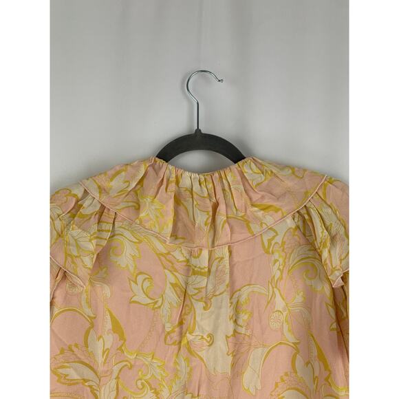 Ted Baker Frisis MIB Frill Printed Top Light Yellow Womens Size 2 Ted Size 0 - Picture 12 of 14